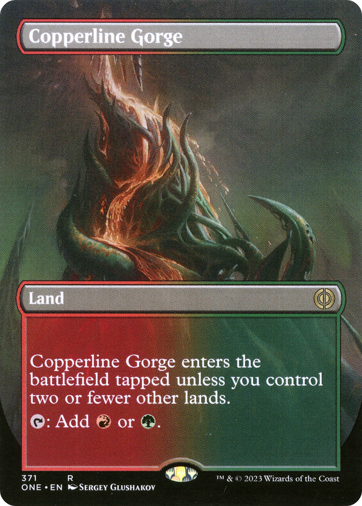 Copperline Gorge (Borderless Alternate Art) [Phyrexia: All Will Be One] Magic: The Gathering