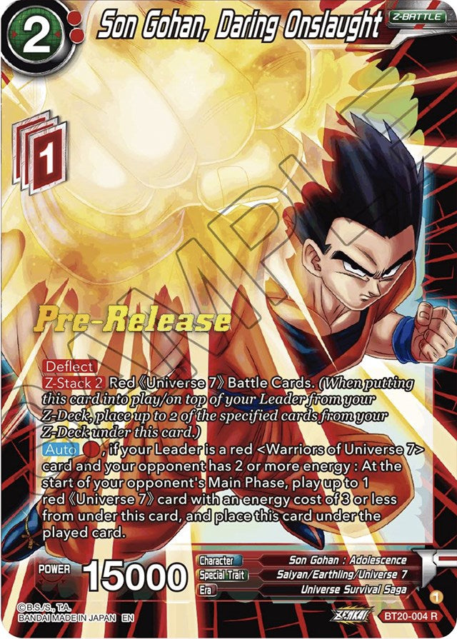 Son Gohan, Daring Onslaught (BT20-004) [Power Absorbed Prerelease Promos] Dragon Ball Super