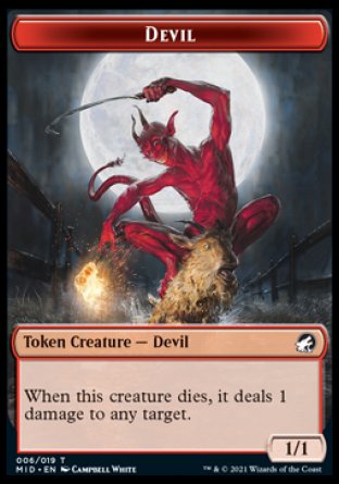 Zombie (005) // Devil Double-Sided Token [Innistrad: Midnight Hunt Tokens] Magic: The Gathering