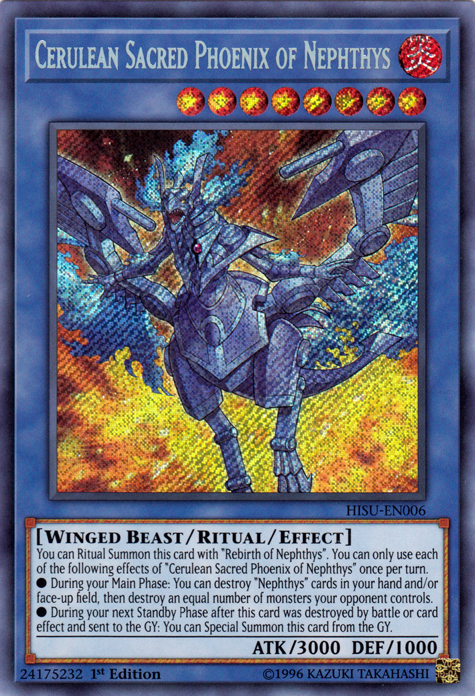 Cerulean Sacred Phoenix of Nephthys [HISU-EN006] Secret Rare Yu-Gi-Oh!