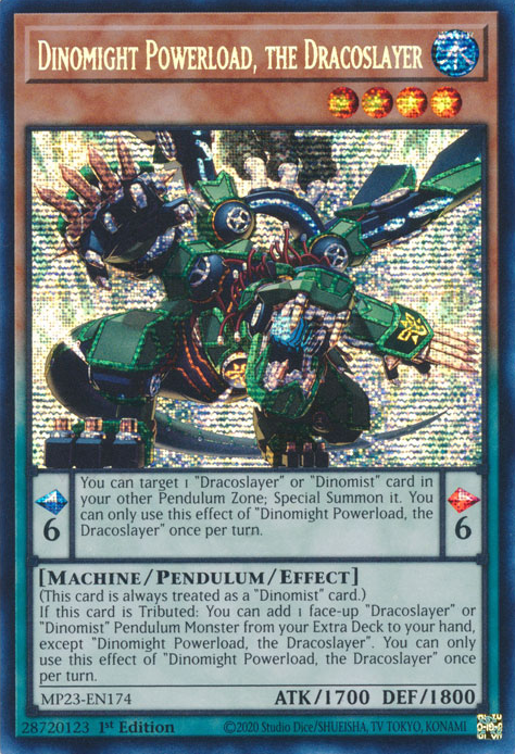 Dinomight Powerload, the Dracoslayer [MP23-EN174] Prismatic Secret Rare Yu-Gi-Oh!