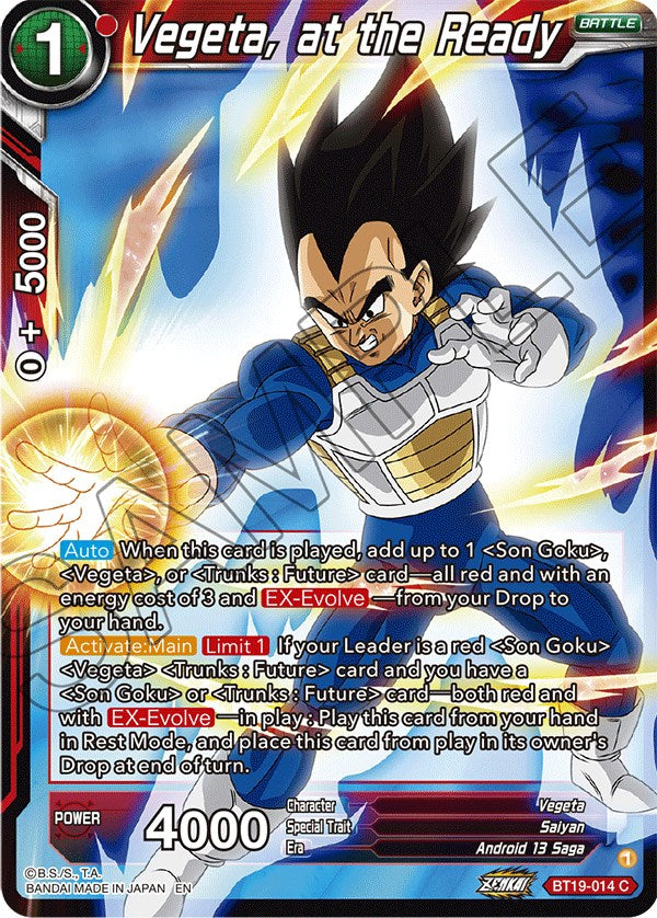 Vegeta, at the Ready (BT19-014) [Fighter's Ambition] Dragon Ball Super