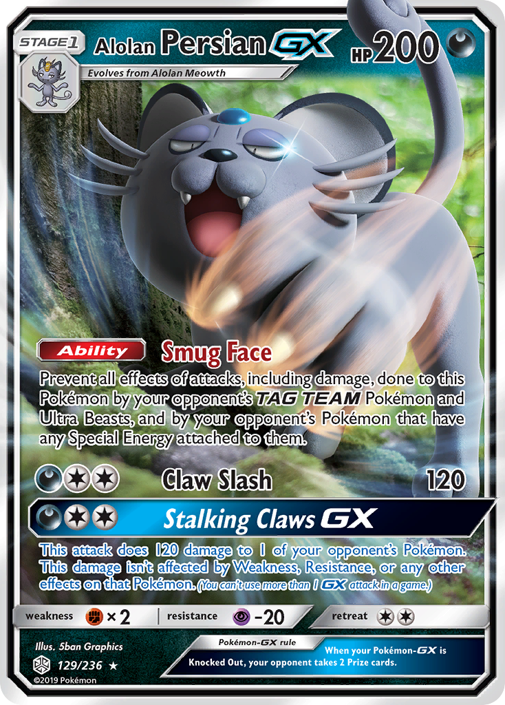 Alolan Persian GX (129/236) [Sun & Moon: Cosmic Eclipse] Pokémon