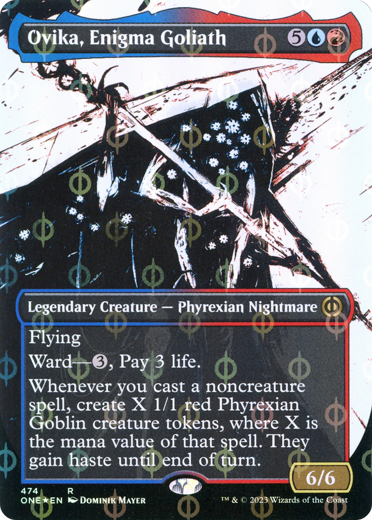 Ovika, Enigma Goliath (Borderless Ichor Step-and-Compleat Foil) [Phyrexia: All Will Be One] Magic: The Gathering