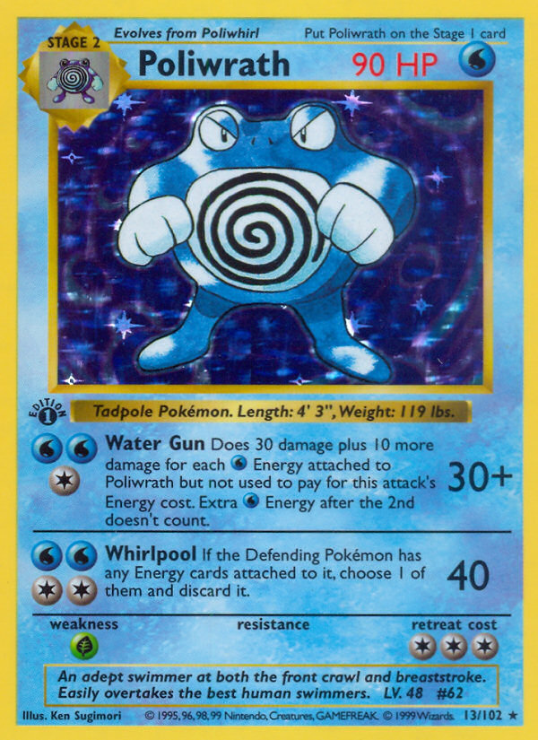 Poliwrath (13/102) (Shadowless) [Base Set 1st Edition] Pokémon