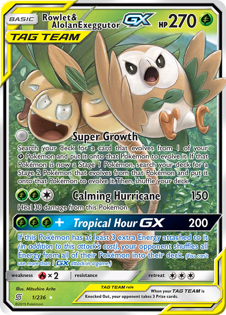 Rowlet & Alolan Exeggutor GX (1/236) [Sun & Moon: Unified Minds] Pokémon