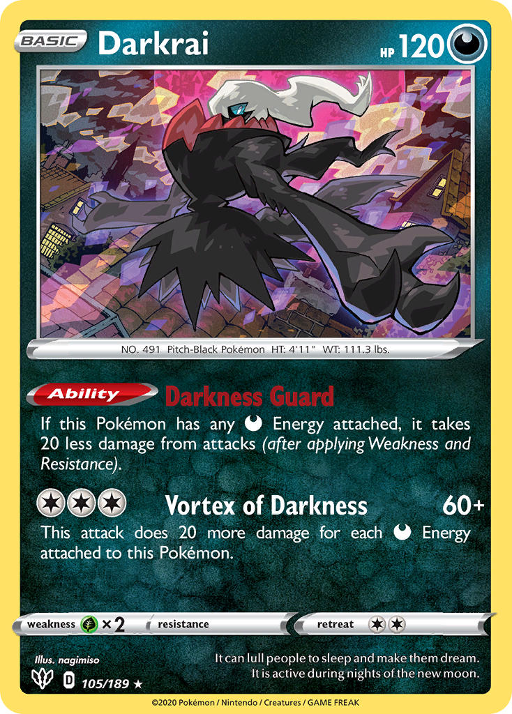 Darkrai (105/189) (Theme Deck Exclusive) [Sword & Shield: Darkness Ablaze] Pokémon