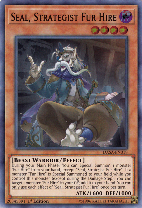 Seal, Strategist Fur Hire [DASA-EN018] Super Rare Yu-Gi-Oh!