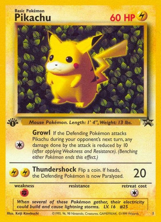 Pikachu (1) (1st Edition Misprint Promo) [Wizards of the Coast: Black Star Promos] Pokémon