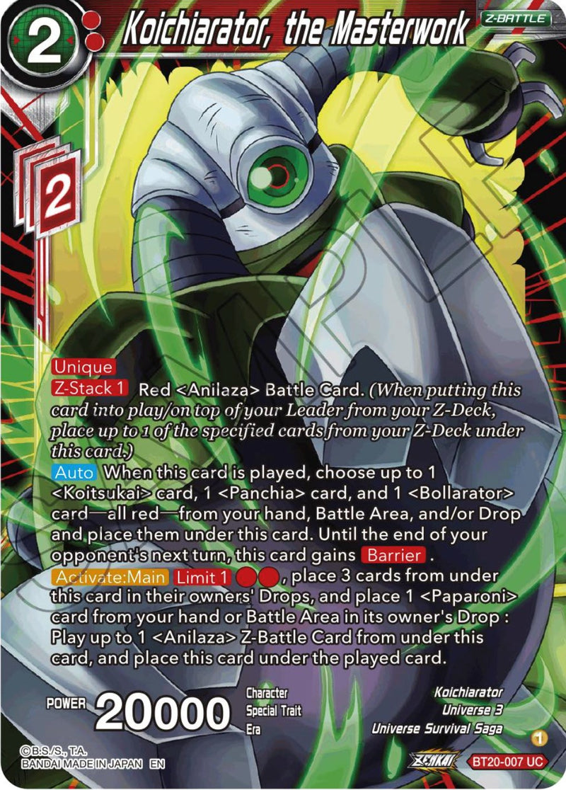 Koichiarator, the Masterwork (BT20-007) [Power Absorbed] Dragon Ball Super