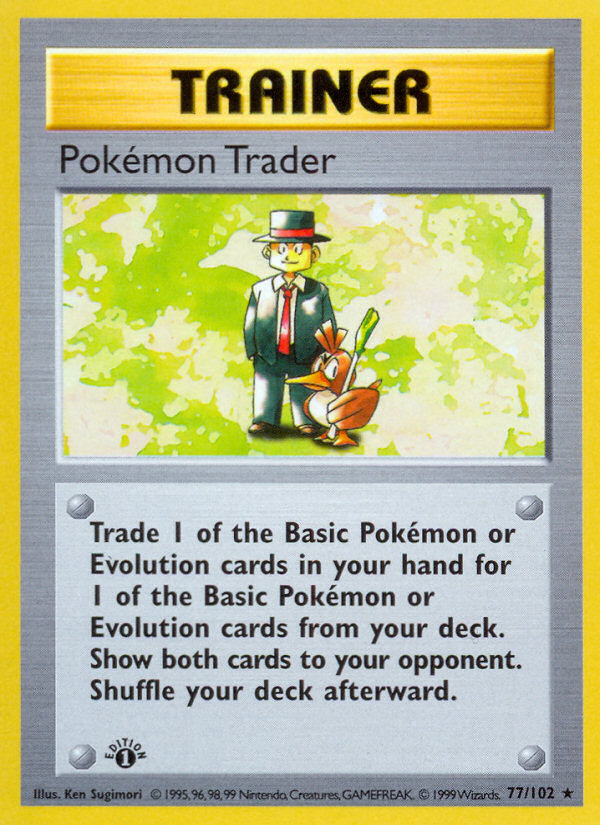 Pokemon Trader (77/102) (Shadowless) [Base Set 1st Edition] Pokémon