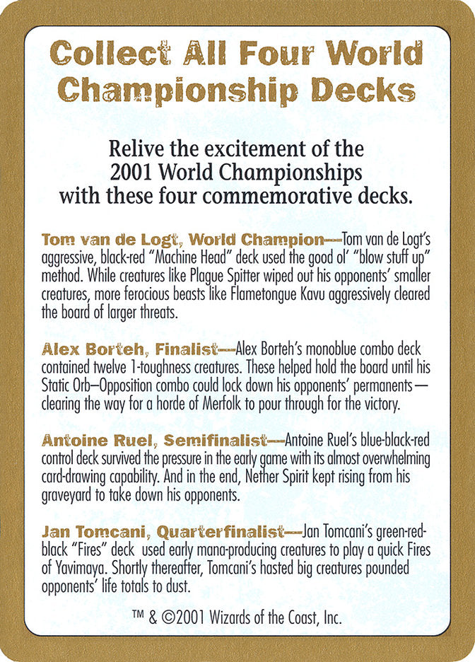 2001 World Championships Ad [World Championship Decks 2001] Magic: The Gathering
