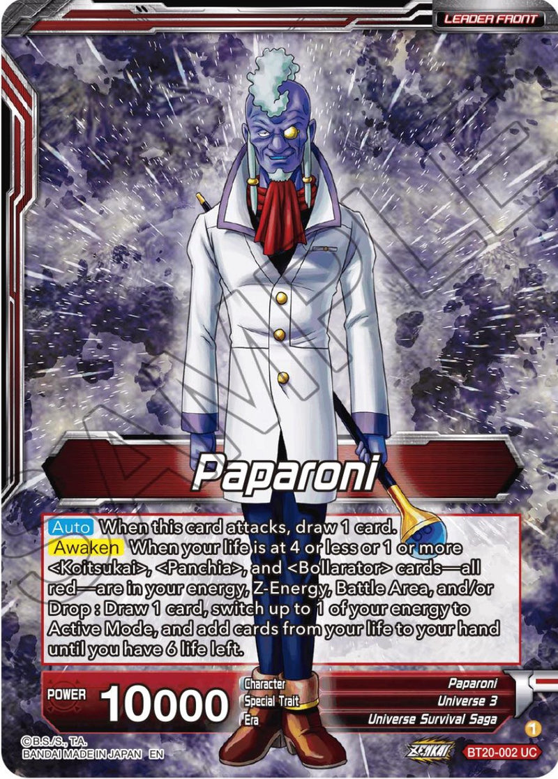 Paparoni // Warriors of Universe 3, United as One (BT20-002) [Power Absorbed Prerelease Promos] Dragon Ball Super