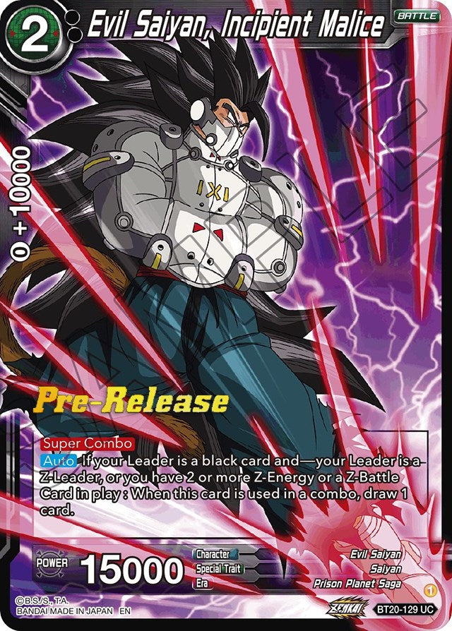 Evil Saiyan, Incipient Malice (BT20-129) [Power Absorbed Prerelease Promos] Dragon Ball Super