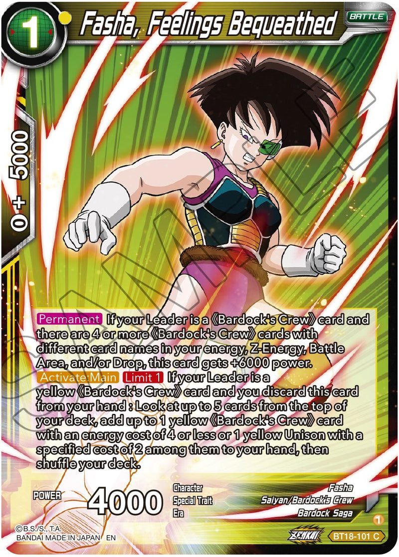 Fasha, Feelings Bequeathed (BT18-101) [Dawn of the Z-Legends] Dragon Ball Super
