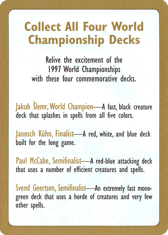 1997 World Championships Ad [World Championship Decks 1997] Magic: The Gathering