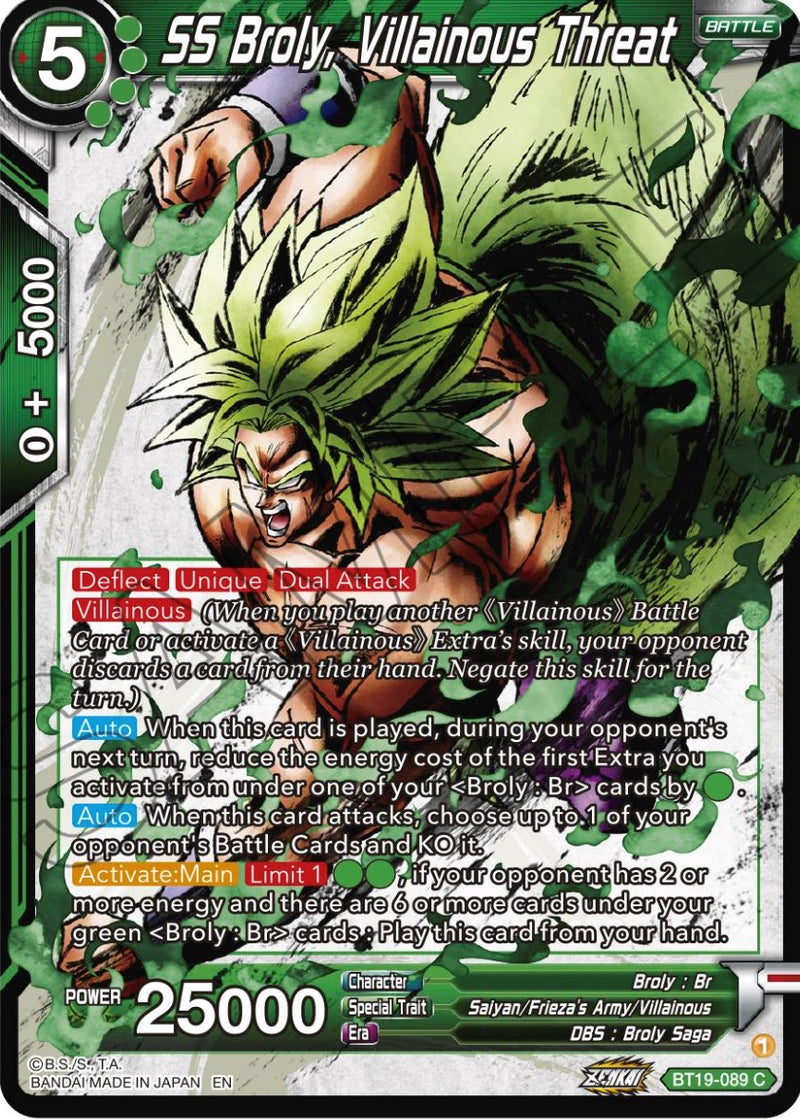 SS Broly, Villainous Threat (BT19-089) [Fighter's Ambition] Dragon Ball Super