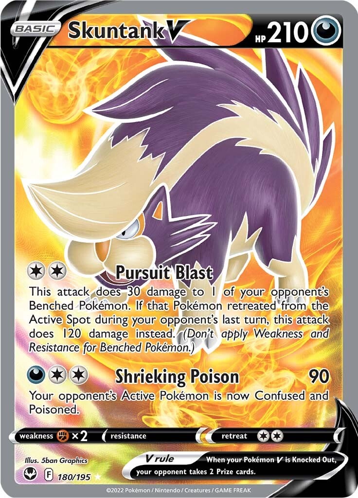 Skuntank V (180/195) [Sword & Shield: Silver Tempest] Pokémon