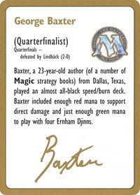 1996 George Baxter Biography Card [World Championship Decks] Magic: The Gathering