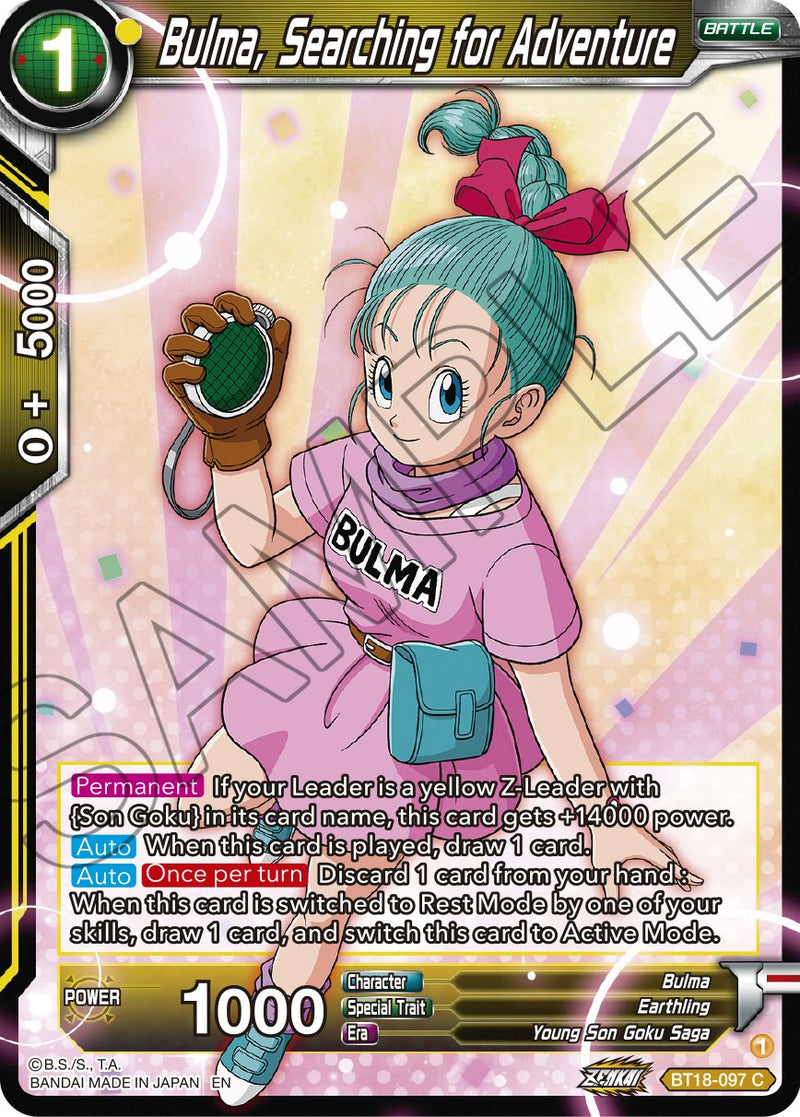 Bulma, Searching for Adventure (BT18-097) [Dawn of the Z-Legends] Dragon Ball Super