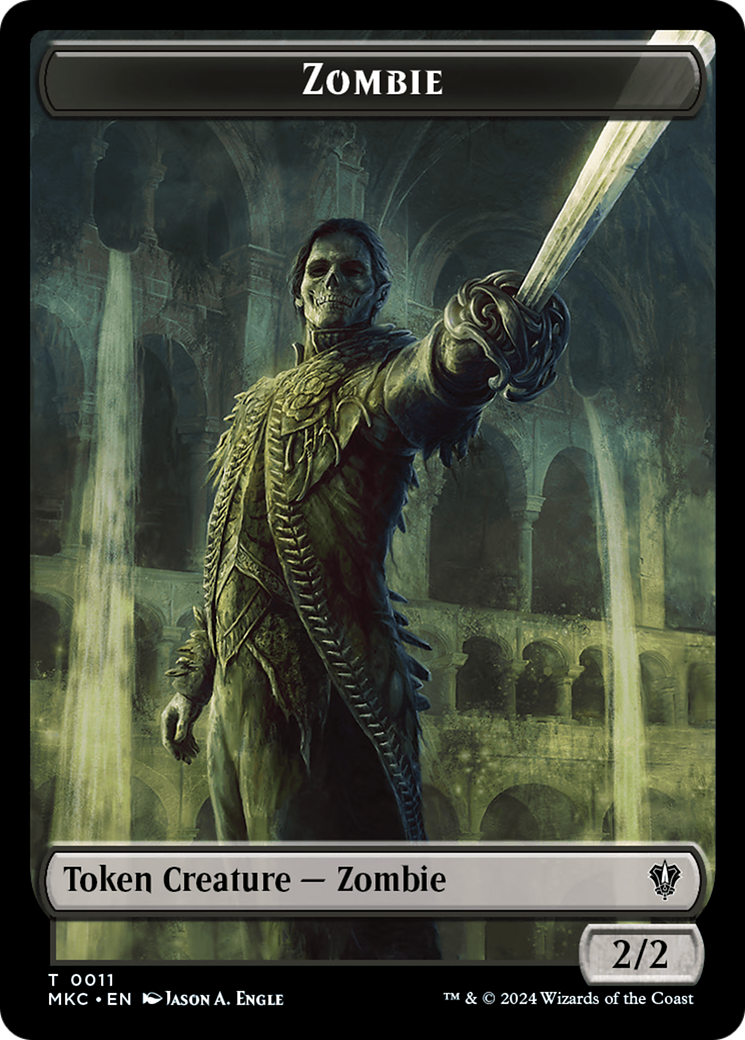 Vizier of Many Faces // Zombie Double-Sided Token [Murders at Karlov Manor Commander Tokens] Magic: The Gathering