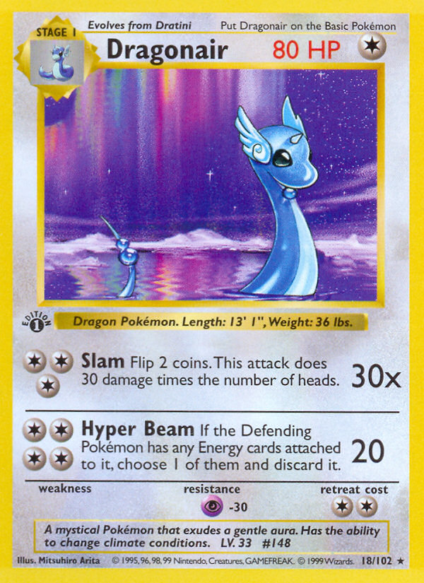 Dragonair (18/102) (Shadowless) [Base Set 1st Edition] Pokémon