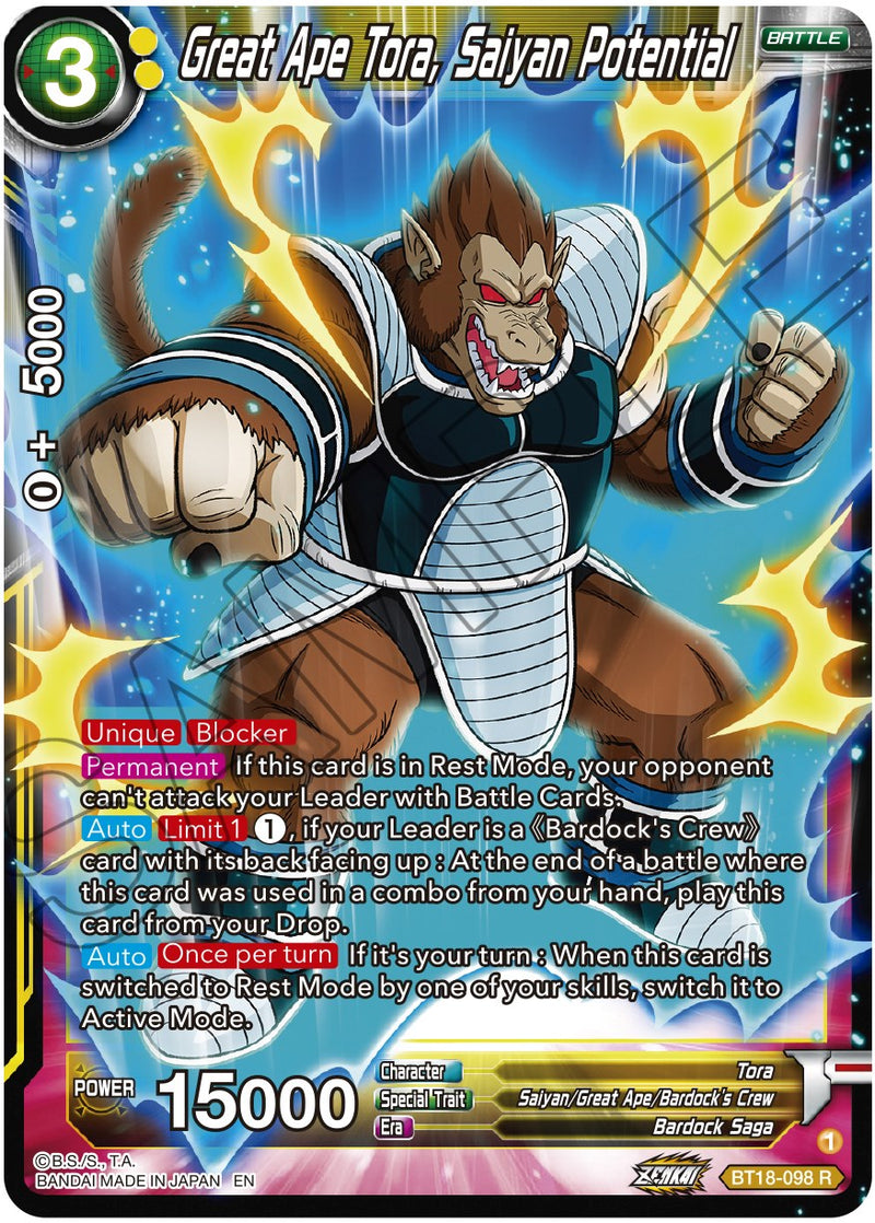 Great Ape Tora, Saiyan Potential (BT18-098) [Dawn of the Z-Legends] Dragon Ball Super