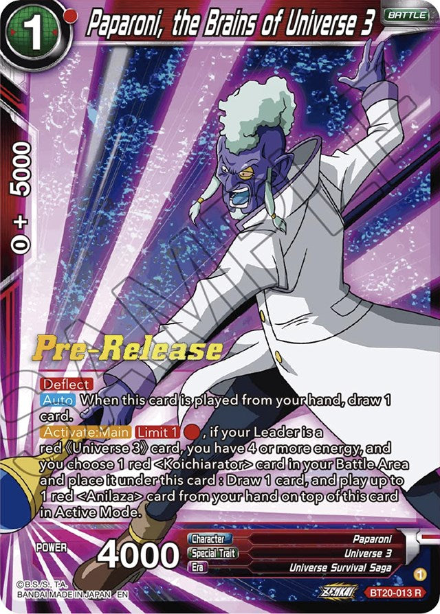 Paparoni, the Brains of Universe 3 (BT20-013) [Power Absorbed Prerelease Promos] Dragon Ball Super