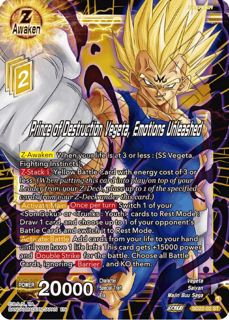 Prince of Destruction Vegeta, Emotions Unleashed (Starter Deck Exclusive) (SD22-02) [Power Absorbed] Dragon Ball Super