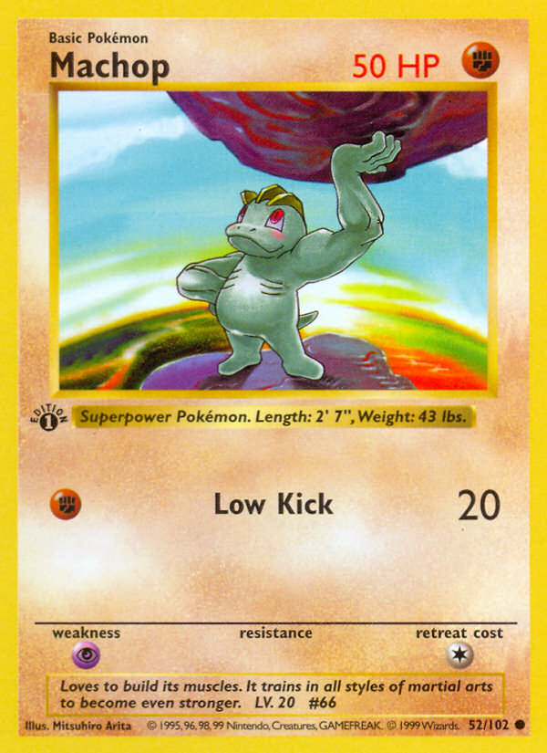 Machop (52/102) (Shadowless) [Base Set 1st Edition] Pokémon