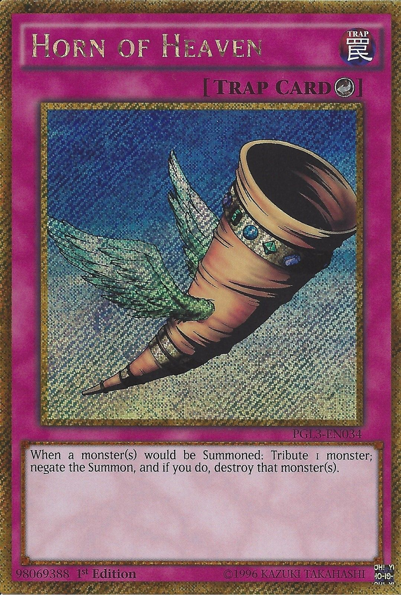 Horn of Heaven [PGL3-EN034] Gold Secret Rare Yu-Gi-Oh!
