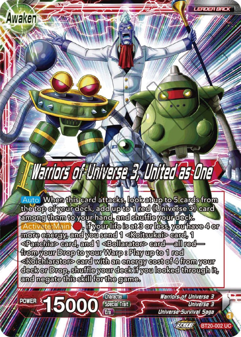 Paparoni // Warriors of Universe 3, United as One (BT20-002) [Power Absorbed] Dragon Ball Super