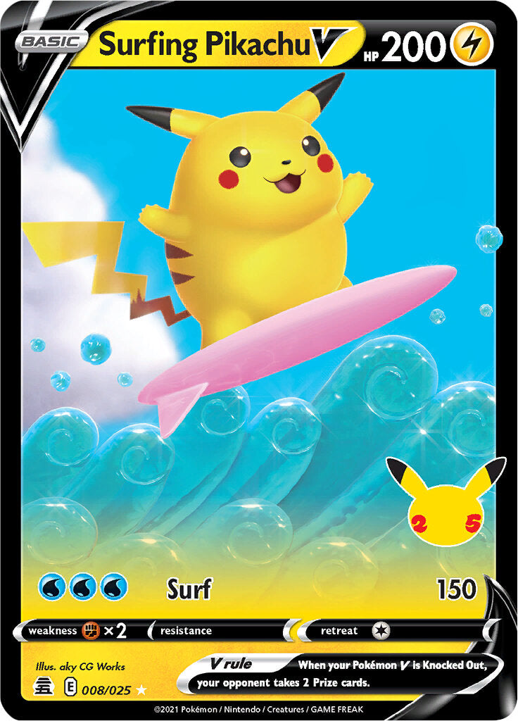 Surfing Pikachu V (008/025) [Celebrations: 25th Anniversary] Pokémon
