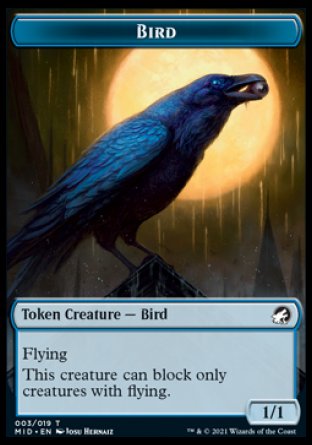 Zombie (005) // Bird Double-Sided Token [Innistrad: Midnight Hunt Tokens] Magic: The Gathering