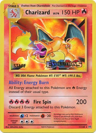 Charizard (11/108) (XY Evolutions Staff Prerelease) [XY: Black Star Promos] Pokémon