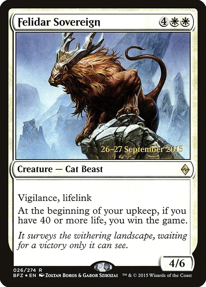 Felidar Sovereign [Battle for Zendikar Prerelease Promos] Magic: The Gathering