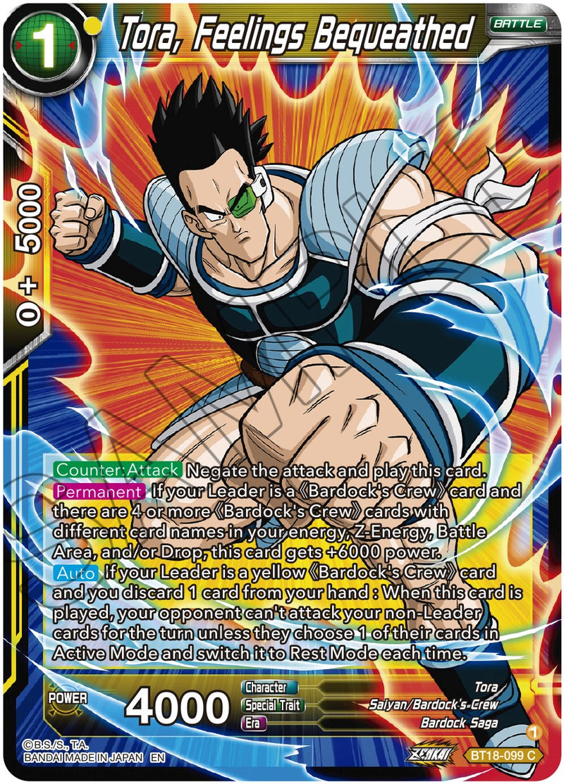 Tora, Feelings Bequeathed (BT18-099) [Dawn of the Z-Legends] Dragon Ball Super