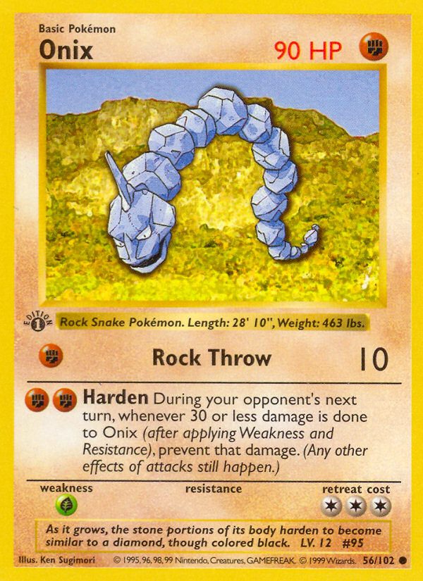 Onix (56/102) (Shadowless) [Base Set 1st Edition] Pokémon