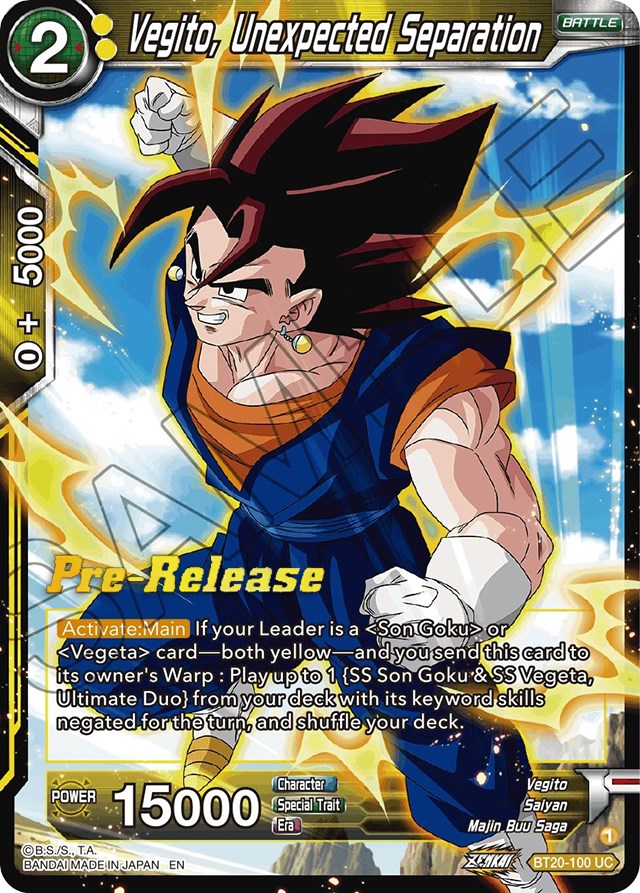 Vegito, Unexpected Separation (BT20-100) [Power Absorbed Prerelease Promos] Dragon Ball Super