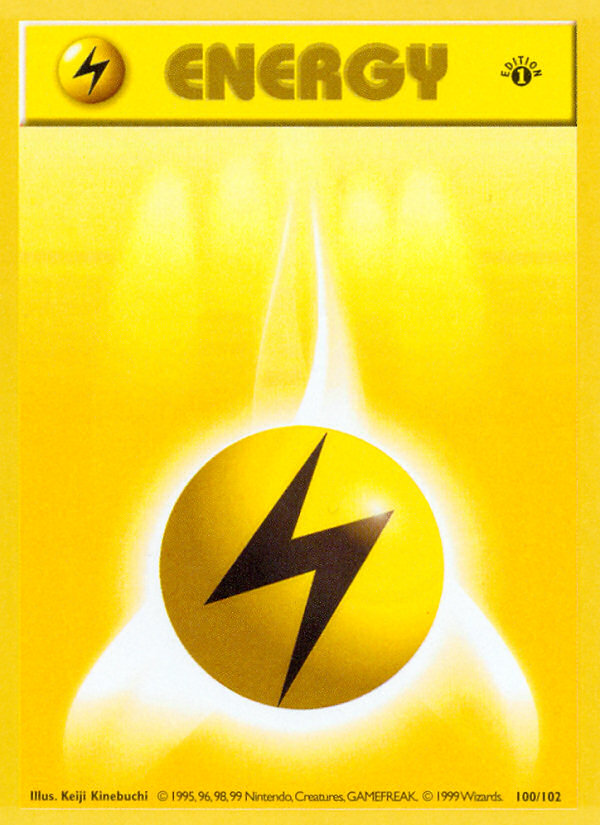 Lightning Energy (100/102) (Shadowless) [Base Set 1st Edition] Pokémon