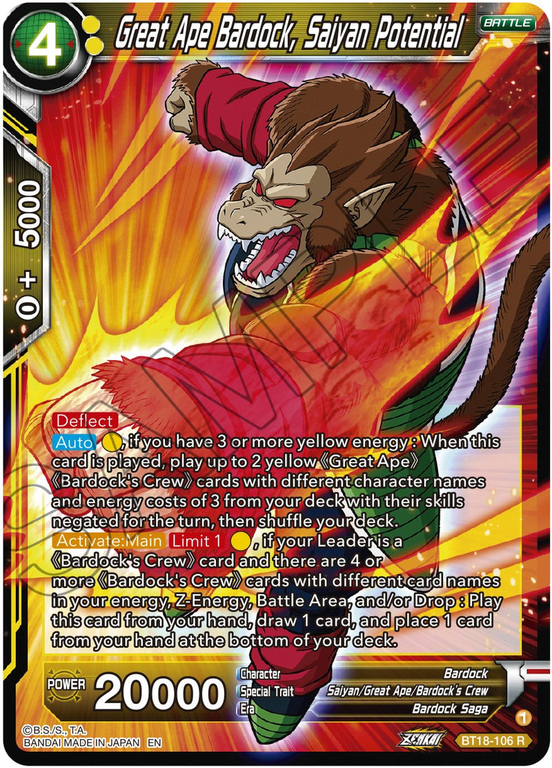 Great Ape Bardock, Saiyan Potential (BT18-106) [Dawn of the Z-Legends] Dragon Ball Super