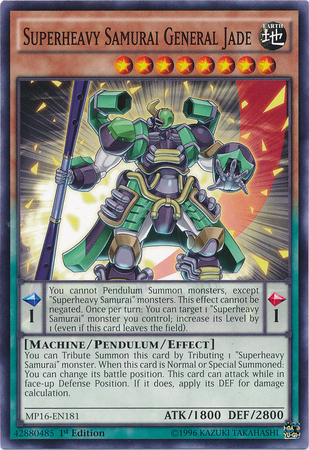 Superheavy Samurai General Jade [MP16-EN181] Common Yu-Gi-Oh!