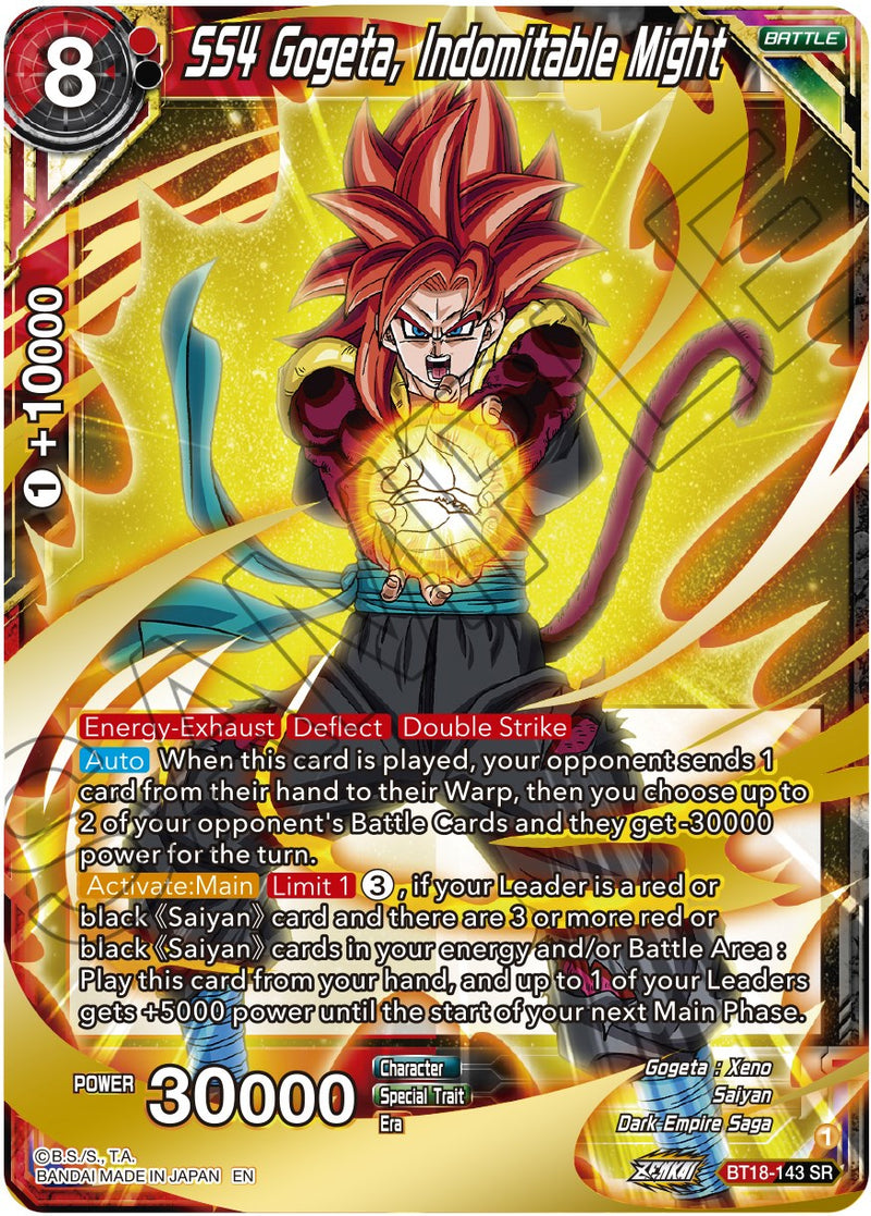 SS4 Gogeta, Indomitable Might (BT18-143) [Dawn of the Z-Legends] Dragon Ball Super