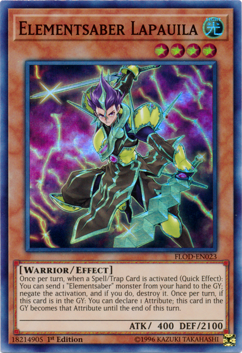 Elementsaber Lapauila [FLOD-EN023] Super Rare Yu-Gi-Oh!