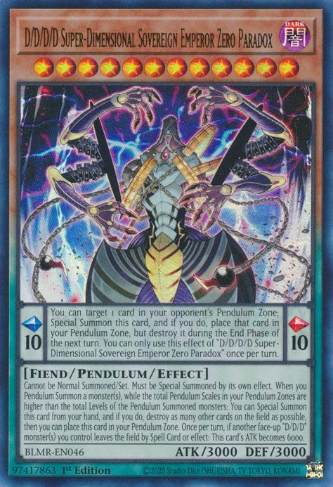 D/D/D/D Super-Dimensional Sovereign Emperor Zero Paradox [BLMR-EN046] Ultra Rare Yu-Gi-Oh!