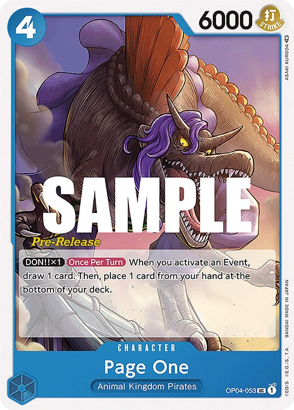 Page One [Kingdoms of Intrigue Pre-Release Cards] Bandai