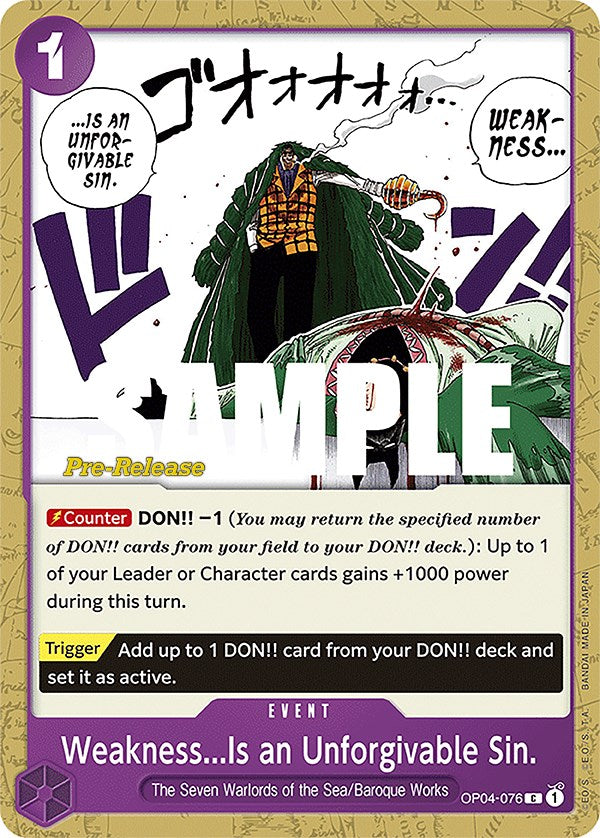 Weakness...Is an Unforgivable Sin. [Kingdoms of Intrigue Pre-Release Cards] Bandai