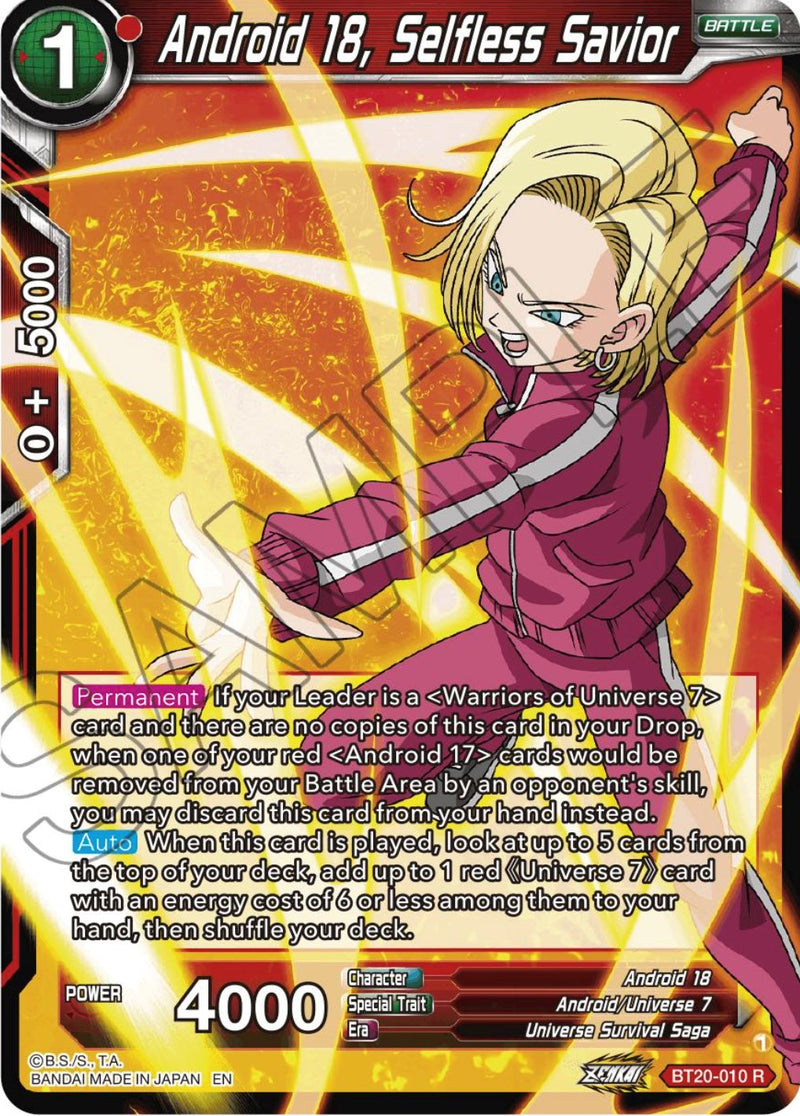 Android 18, Selfless Savior (BT20-010) [Power Absorbed] Dragon Ball Super