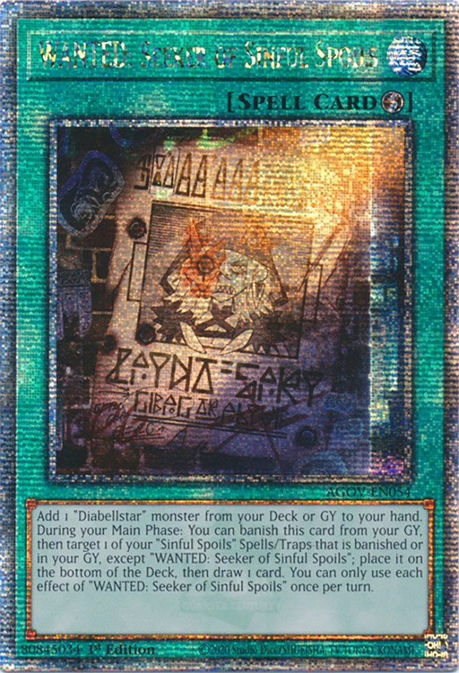 WANTED: Seeker of Sinful Spoils (Quarter Century Secret Rare) [AGOV-EN054] Quarter Century Secret Rare Yu-Gi-Oh!