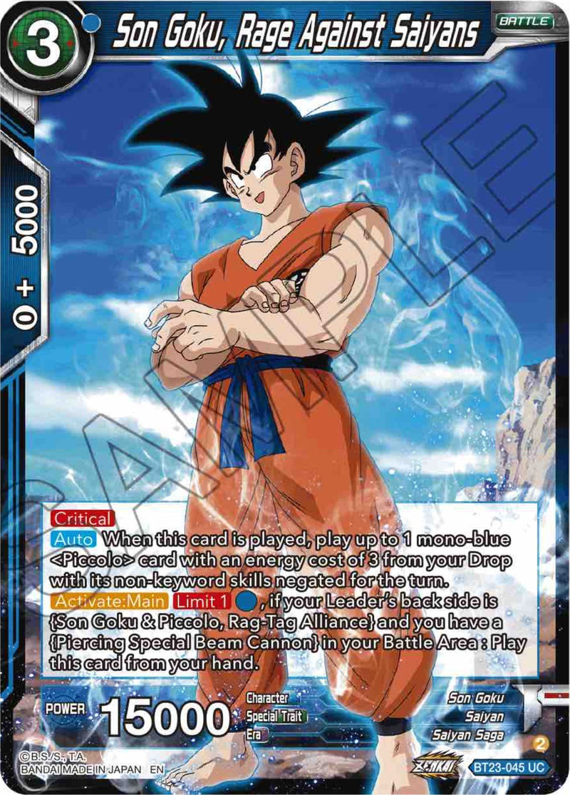Son Goku, Rage Against Saiyans (BT23-045) [Perfect Combination] Dragon Ball Super